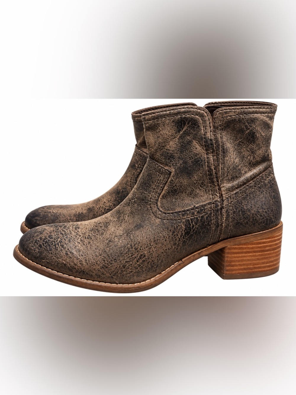 Diba True Walnut Grove Vintage Leather Ankle Boots Charcoal Size 9 Never Worn